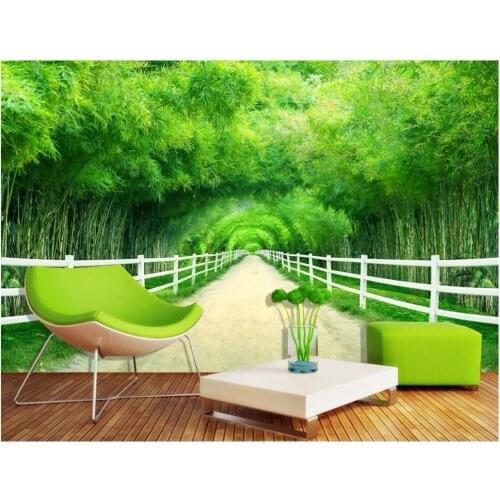 Custom mural 3d room wallpaper Bamboo forest fence path fresh 3D TV backdrop wall 3d wall murals wallpaper for walls 3 d