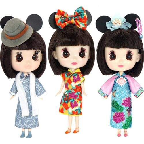 New Mini 12cm Doll Cute Face 4D Wink Eyes Lovely Girl With Clothes Traditianal Chinese Female Dolls Toy