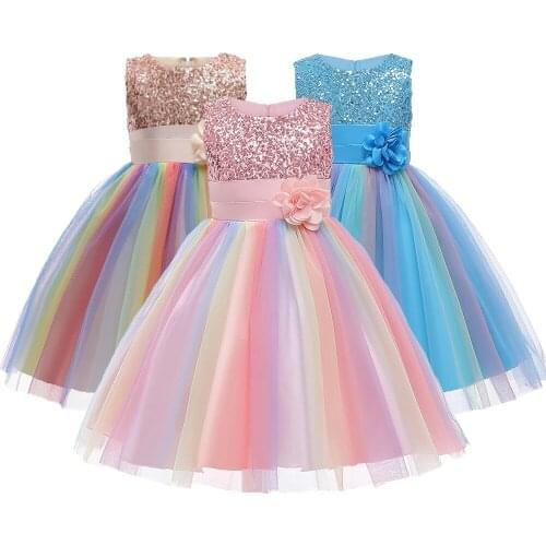 New Girls Dresses for Wedding Irregular Ruffled Summer Sleeveless Party Princess Dress Chiffon Children Clothes Kids clothing