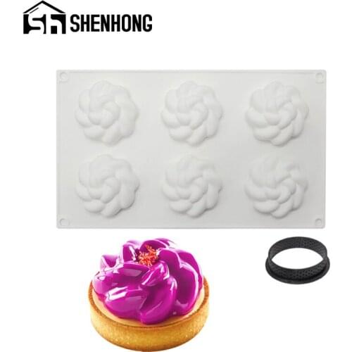 SHENHONG Silicone Cake Mold Spiral Chocolate Mousse Pastry Mould Tart Ring Muffin Dessert Decorators Baking Decorating Tools