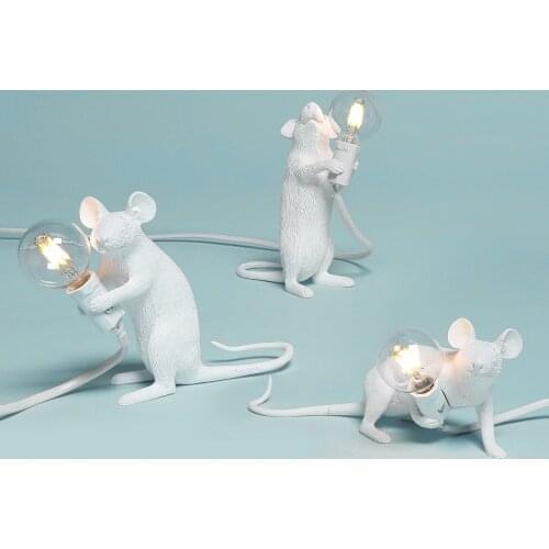 Modern Resin Mouse Table Lamp LED E12 mouse Table Lamps Desk Nordic Kids' Room Decor LED Night Lights EU/AU/US/UK Plug P41