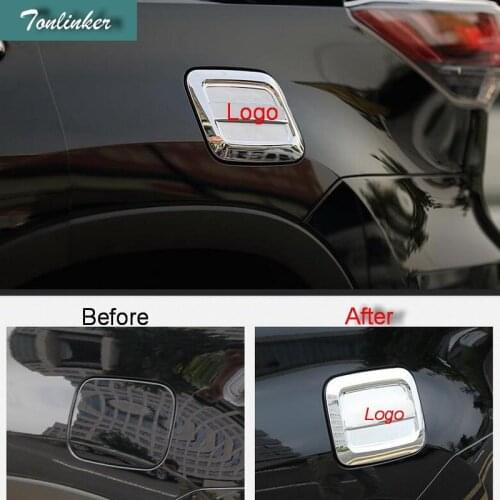 Tonlinker 1 PCS DIY Car styling ABS chrome Tank cover light box case with logo Stickers for TOYOTA HIGHLANDER 2015 accessories