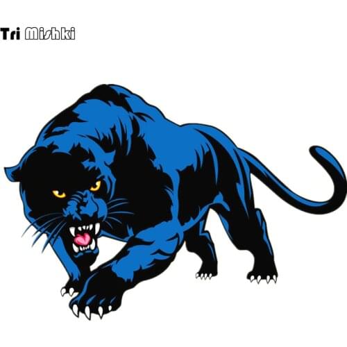 Tri Mishki 18.7*13cm Blue panther print colorful car sticker Decals Accessories animal on Car auto Sticker araba aksesuar HZX433