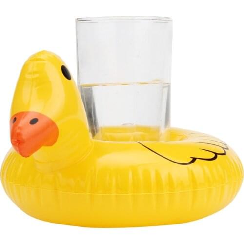 High Quality Cute Yellow Duck Floating Inflatable Drink Can Bath Toy Holder For Children Kids Bath Toys Great Fun Drop Shipp 20