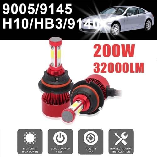 X7 4-Sided COB 72W 12V 24V Car LED Headlight Bulb H4 H7 H8/9/11 H13 6500K Headlamp KitH4 with High and Low Beam Free Shipping
