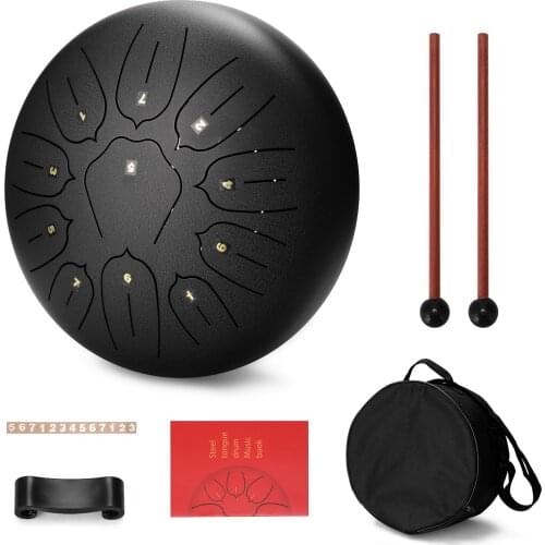 10 inch 8-Tone Steel Tongue Drum Mini Hand Pan Drums with Drumsticks Percussion Musical Instruments