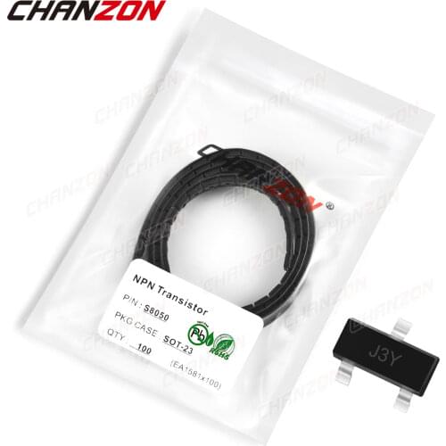 100Pcs S8050 SOT-23 SMD NPN Transistor Bipolar Junction BJT Triode Tube Fets 0.5A 25V Mark J3Y Single Integrated Circuits