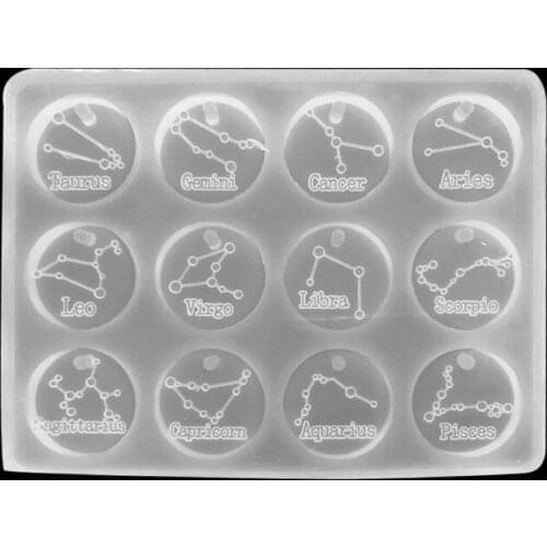 12 Constellations Discs Pendant Epoxy Resin Silicone Mold Jewelry Making Tools