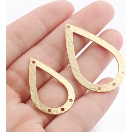 20pcs Raw Brass Open Waterdrop Teardrop Charms Pendant Jewelry Hammered Crafts Fashion Women Earring Connector Jewelry Making