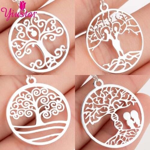 2020 Fashion Tree of Life Ladies Stainless Steel Necklace Gold Necklace Pendant Retro Jewelry One Piece Collar New Year Gift