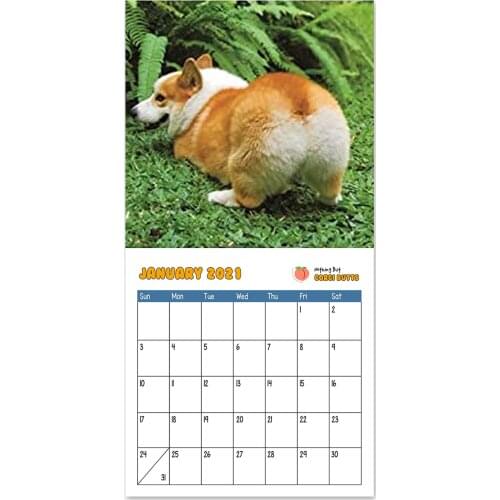 2021 Wall Calendar Corgi Butts Funny Dog Calendar Thick Paper December Wall Calendar Wall Decoration