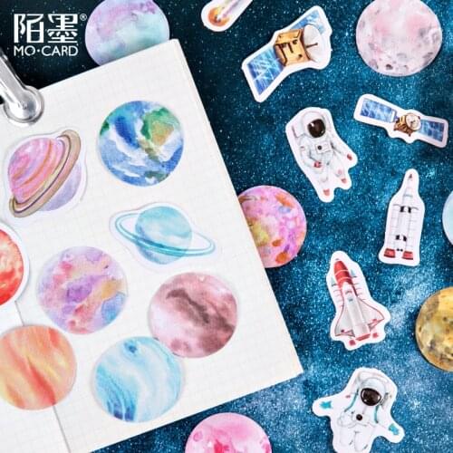 45Pcs/box Happy Planet Stationery Sticker Scrapbooking Kawaii Sticker For Kids Decorative Notebook Daily Planner Stationery