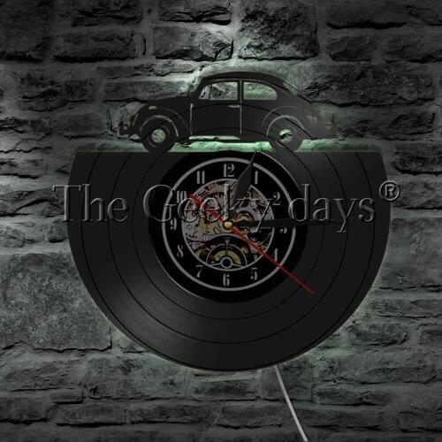 Automotive Home Decor Led Vinyl Clock Wall Light Car Theme Vintage LP Handmade Art Lamp Remote Control For Father Gift