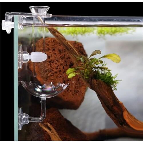 Behogar 20cm Length Transparent Acrylic Shrimp Food Feeder Feeding Tube with 6cm Dish Bowl Fixed Bracket for Aquarium Fish Tank
