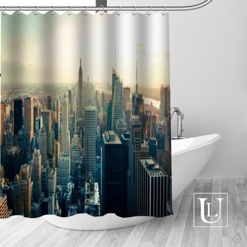 Big Sale New Custom New York City Modern Shower Curtain with Hooks bathroom Waterproof Polyester Fabric
