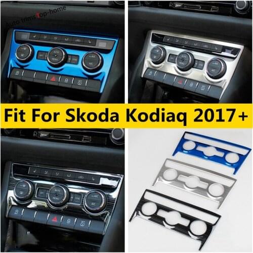 Car Center Air AC Switch Control Frame Panel Cover Trim For Skoda Kodiaq 2017 - 2021 Silver / Blue / Black Brushed Accessories