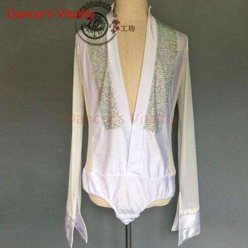 Dancers Vitality 2017 Long Sleeves V Collar Diamond Latin Dance Dress Mens Samba Salsa Tango Dress For Cha Cha Dance Dress