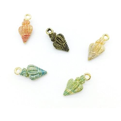 20pcs/lot Gold Color Alloy Conch Enamel Charms Metal Pendants For Bracelet Necklace Jewelry Making DIY Earring Findings