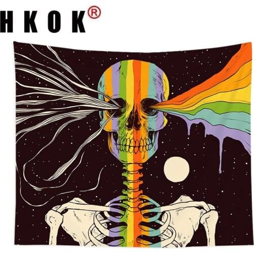 HKOK Modern Green Plant Floral Landscape Tapestry Mural Cloth Background Wall Covering Bedroom Wall Hanging Decorative 95*73cm