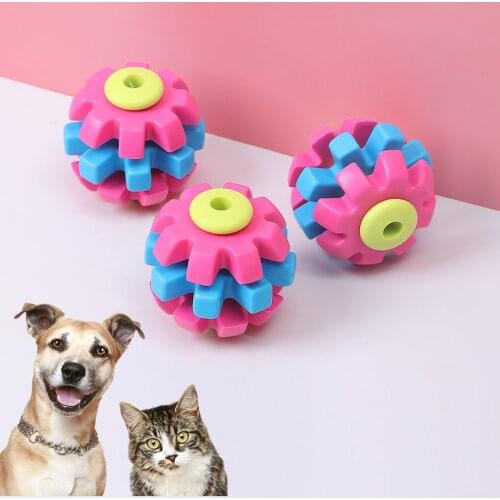 Pet Toy Ball Rotating Gear Dog Molar Ball TPR Soft Rubber Wear And Biting Resistance Vent Toy Ball For Small Pet Dog Cat
