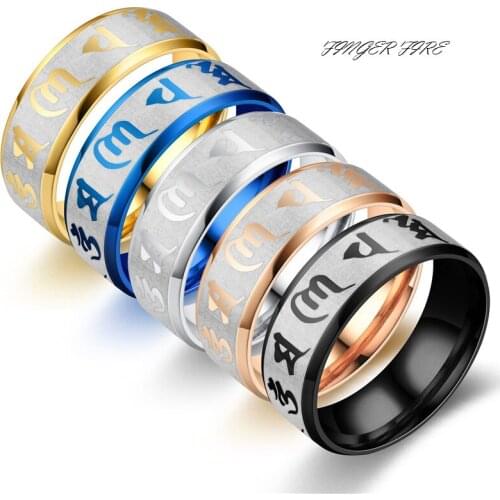 Finger Fire Classic Mens and Womens Stainless Steel Rings Mantra Titanium Steel Rings Anniversary gift