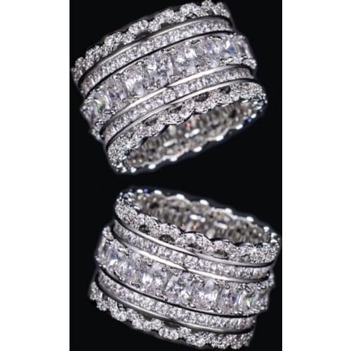 New Korean Version of Multi-layer Circular AAAA Cubic Zirconia Women Wedding Ring Party Fashion Jewelry Bridal Gift Couple Ring