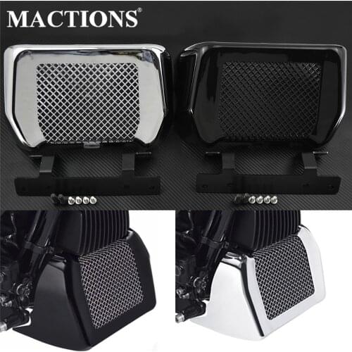 Motorcycle Oil Cooler Cover Kit With Bracket Black/Chrome For Harley Touring Road King 2017-2018 Electra Glide Freewheeler FLRT