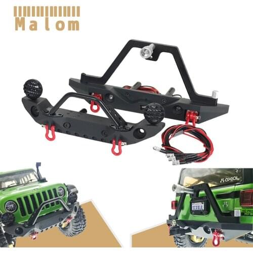 Metal Stinger Front & Rear Bumper with LED Light for 1/10 RC Crawler TRX4 Axial SCX10 & SCX10 III TRX4 Redcat Gen8 ABSiMA Sherp