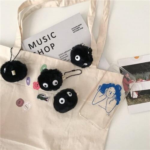 Spirited Away Plush Black Charcoal Cute Pendant Small Briquettes School Bag Small Hanging Chain Elf Decoration Couple Key Chain