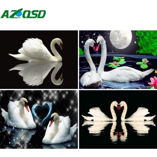 AZQSD 5D Diamond Embroidery Swan Mosaic Picture Of Rhinestones Diamond Painting Animal Cross Stitch Handicraft Home Decor Gift
