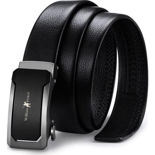 Williampolo leather belt mens leather automatic buckle cowhide belt high-end versatile belt trend 18307p
