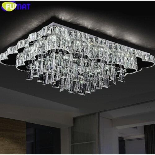 New Modern LED Chandelier Rectangle K9 Crystal Light Fixture Living Room Lights Luxury Dimming Decor Indoor Lighting