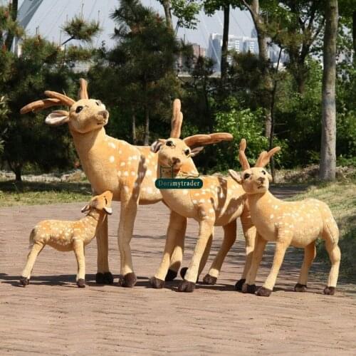 Dorimytrader 85cm Giant Simulated Animal Standing Sika Deer Plush Toy 33'' Big Stuffed Deer House Decoration Kids Play Doll