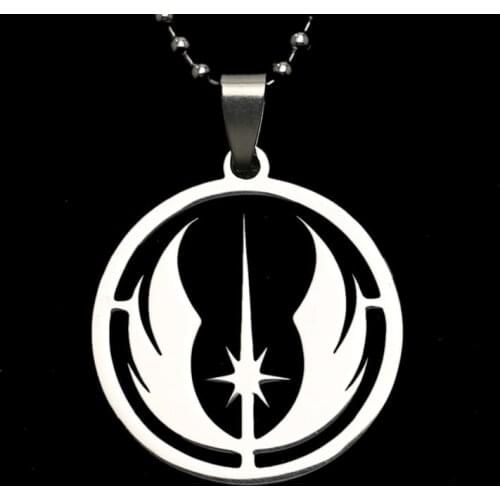 Star Wars Necklace Jedi Order Symbol Logo Emblem Silver Color Stainless Steel Pendant Fashion Movie Jewelry For Men Women