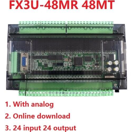 PLC industrial control board controller domestic simple programmable fx3u-48MR/48MT with 485 with CNA communication analog