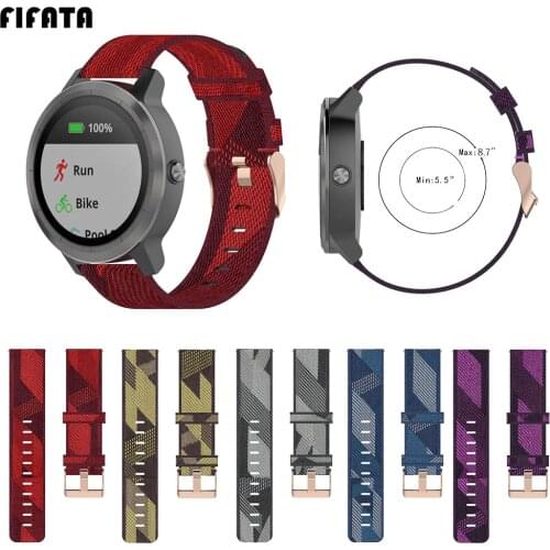 FIFATA 20MM Nylon Woven Canvas Watch Strap For Garmin Venu/Forerunner 245 Replacement Watch Band For Xiaomi Amazfit Bip Strap