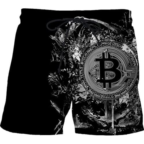 Bitcoin 2021 summer new mens and womens fashion shorts 3D printing casual Hawaii beach sports volleyball surfing clothing