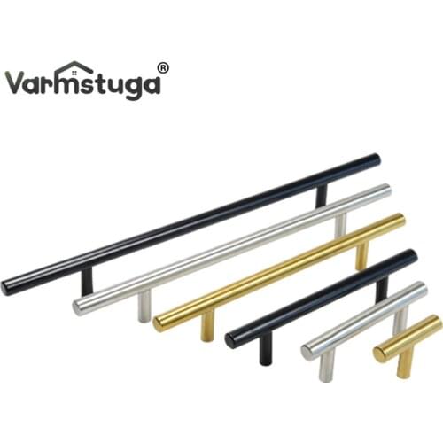 Modern Gold Brushed Straight Cupboard Handles Knobs Stainless Steel Brushed Black Gold Kitchen Door Handles Cabinet Pull