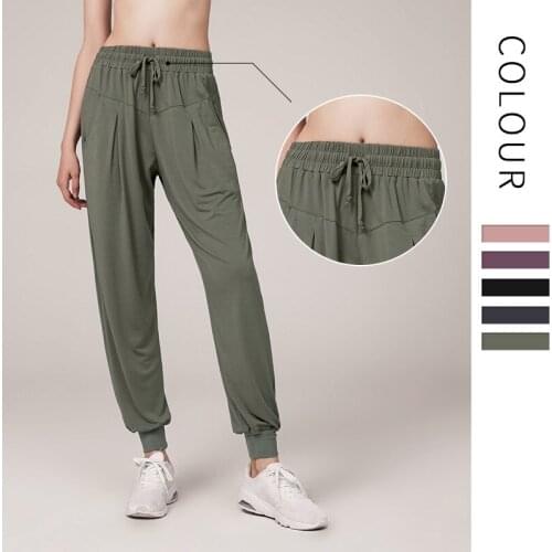 High-waist Sports Pant Loose Slimming Yoga Shorts Solid Pocket Fitness Clothing Quick-drying Calzas Deportivas Mujer Fitness