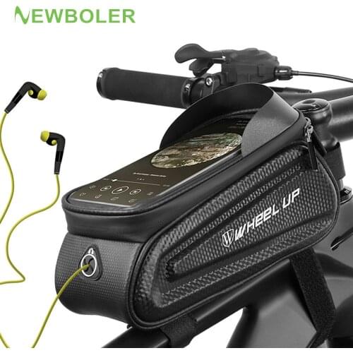 NEWBOLER Rainproof Bike Bag Frame Front Top Tube Cycling Bag Reflective7.0in Phone Case Touchscreen Bag MTB Bicycle Accessories