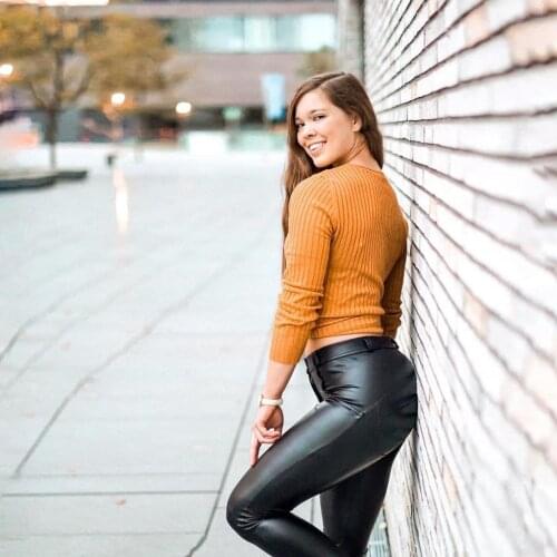 Melody Four Ways Stretchable Womens PU Leather Pants Skinny Cargo Pants Mid Waist Push Up Fitness Fitness Mujer Fleece Lined