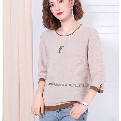 Ice Silk Summer Women Knitted Tops Women Casual Half Sleeve Thin Pullover Jumper Ladies O-Neck Pull Femme Jumpers