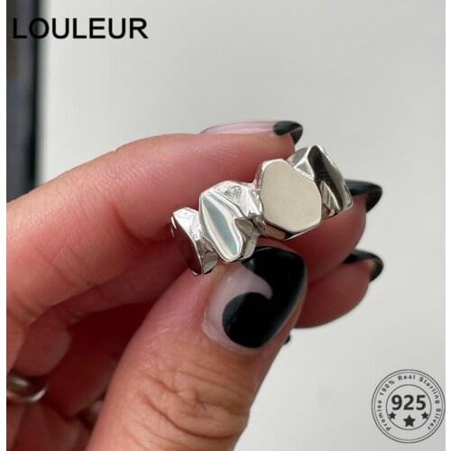 LouLeur Popular 925 Sterling Silver Ring Irregular Stone Rings For Women Ring 2021 Trend Silver 925 Jewelry Fashion Adjustable