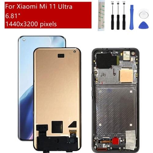 For Xiaomi mi 11 Ultra lcd M2102K1G Display Touch Screen Digitizer Assembly +Frame For MI 11 Ultra lcd Replacement Repair Parts