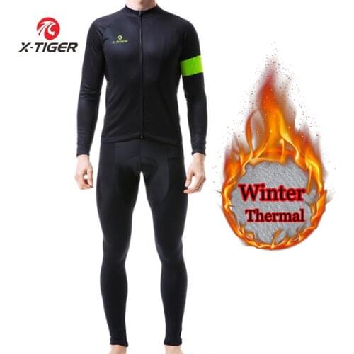 X-TIGER Winter Cycling Clothing Thermal Fleece Cycling Jersey Sets Men Bicycle Jacket Mens Bike Clothing Ropa Ciclismo 2019