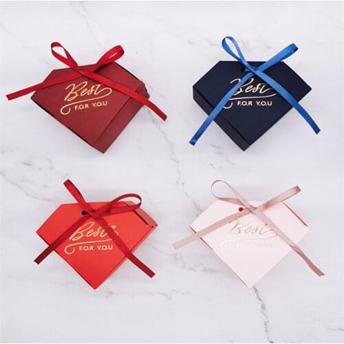 10pcs Europe Upscale Gold Bronzing Diamond Heart-shaped Candy Bag Wedding Favors Gift Box Package Birthday Party Favor Bags