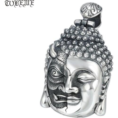 100% 925 Silver Buddha Pendant Sterling Demon Pendant Good Luck Tibetan Pendant
