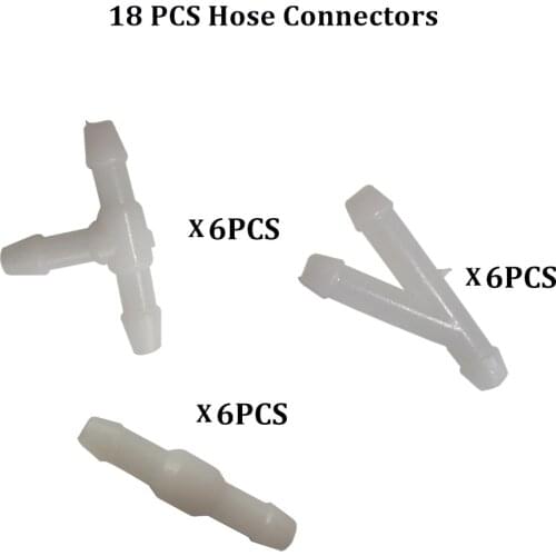 18pcs/Set Car Front Windshield Water Wiper Spray Jet Nozzle Splitter Tube T/Y/I Type Connector Kit Car Styling