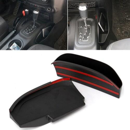 2x Car Gear Shift Side Storage Box Tray Holder For Jeep Wrangler III JK 2011 2012 2013 2014 2015 2016 2017 2018 ABS Accessories