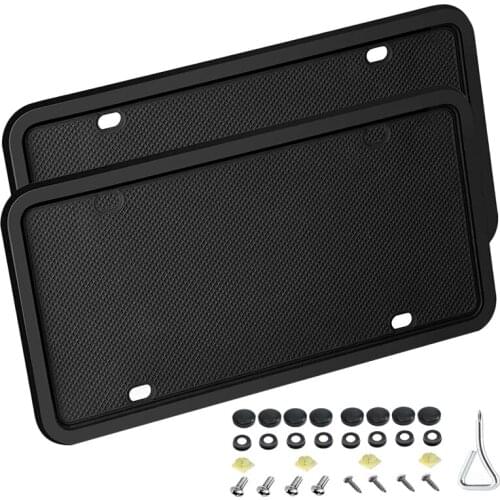 2 Pack Universal License Plate Frames Silicone License Plate Cover with 4 Drainage Holes, Rainproof, Anti-Rust